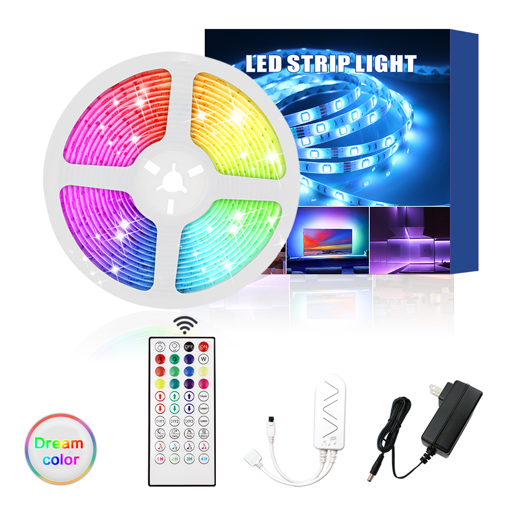 Dream Color LED-Strip-Light 5M DC12V SMD5050 A-RGB Stripe Music Sync Flexible Diode Tape with Out-let